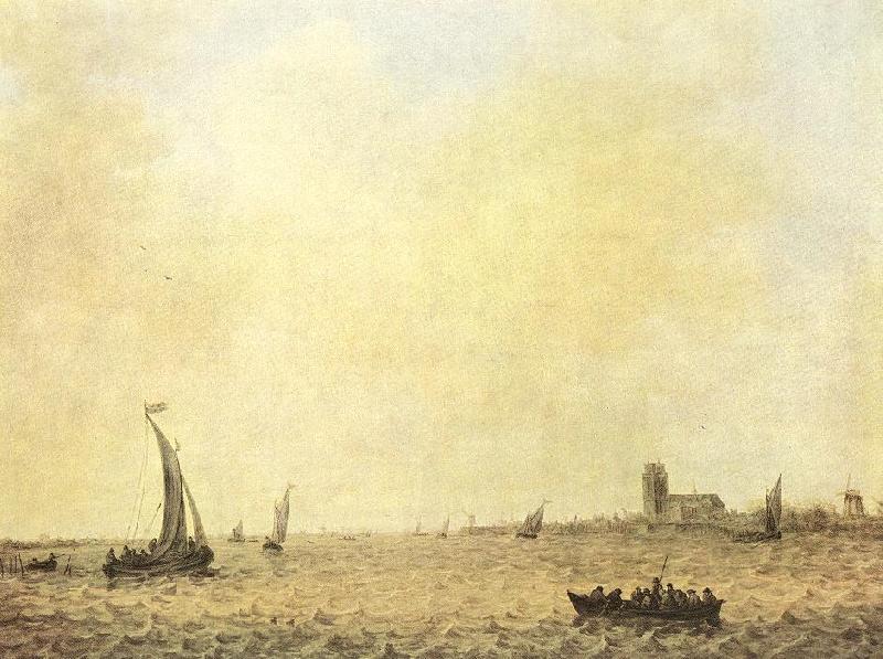 GOYEN, Jan van View of Dordrecht from the Oude Maas sdg Sweden oil painting art